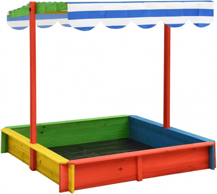 VIDAXL Zandbak met verstelbaar dak UV50 vurenhout meerkleurig