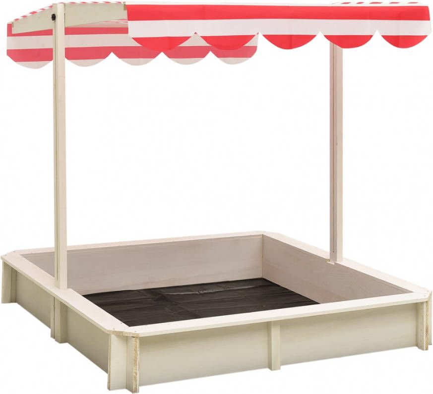 VIDAXL Zandbak met verstelbaar dak UV50 vurenhout wit en rood