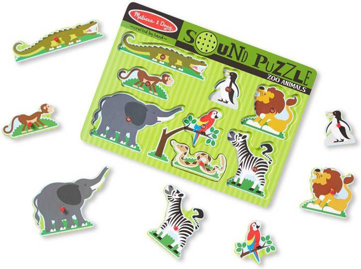 Melissa & Doug geluiden dierentuin vormenpuzzel 8 stukjes