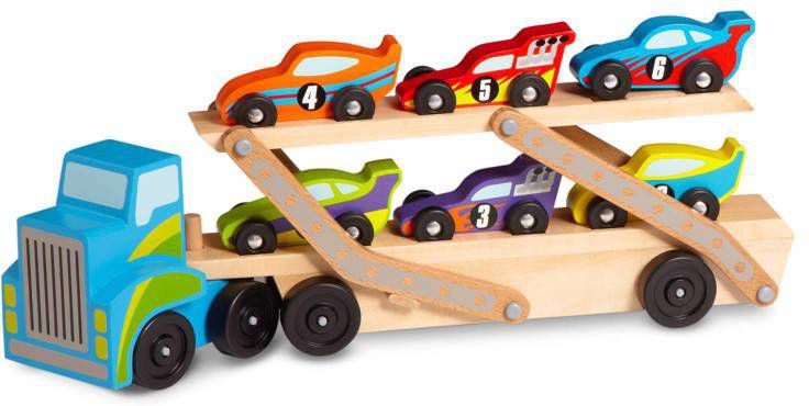 Melissa & Doug Extra Grote Vrachtwagen Inclusief 6 Losse Auto&apos